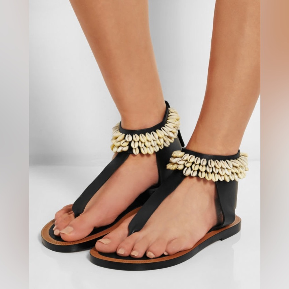 ISABEL MARANT jean shell embellished leather sandal